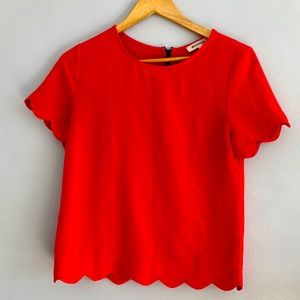 Red Scalloped Blouse